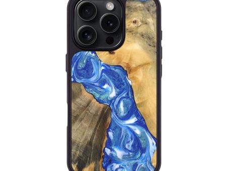 iPhone 16 Pro Wood Phone Case - Gene (Blue, 747458) For Sale