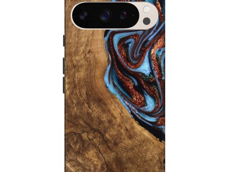 Pixel 9 Pro XL Wood Live Edge Phone Case - Kenya (Teal & Gold, 747495) For Sale