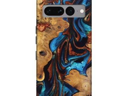 Pixel 7 Pro Wood Live Edge Phone Case - Sharyn (Teal & Gold, 747494) Cheap