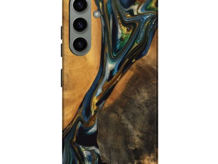 Galaxy S24 Plus Wood Live Edge Phone Case - Karly (Teal & Gold, 747502) Online now