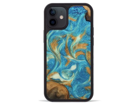 iPhone 12 mini Wood Phone Case - Ava (Teal & Gold, 747427) Cheap