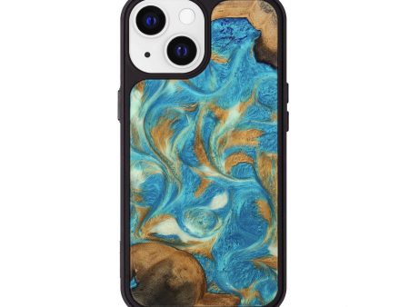 iPhone 13 Wood Phone Case - Ava (Teal & Gold, 747427) Sale