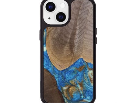 iPhone 13 Wood Phone Case - Eldora (Teal & Gold, 747439) Supply