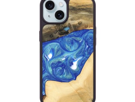 iPhone 15 Wood Phone Case - Miles (Blue, 747446) Discount