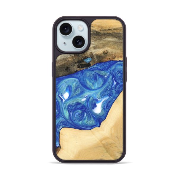 iPhone 15 Wood Phone Case - Miles (Blue, 747446) Discount