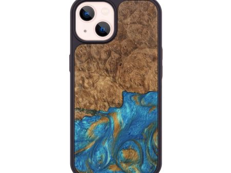 iPhone 14 Wood Phone Case - Ara (Teal & Gold, 747470) Fashion