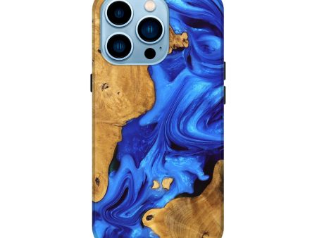 iPhone 14 Pro Wood Live Edge Phone Case - Luann (Blue, 747481) For Sale