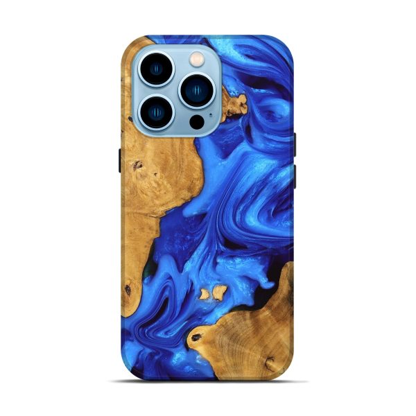 iPhone 14 Pro Wood Live Edge Phone Case - Luann (Blue, 747481) For Sale