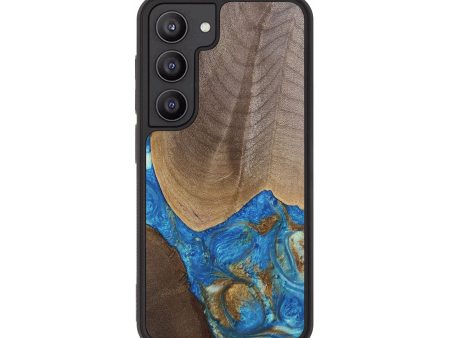 Galaxy S23 Wood Phone Case - Eldora (Teal & Gold, 747439) on Sale