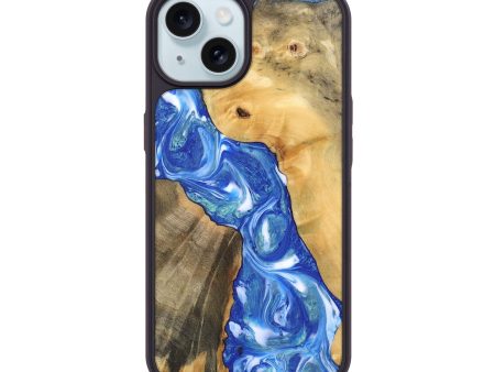 iPhone 15 Wood Phone Case - Gene (Blue, 747458) Cheap