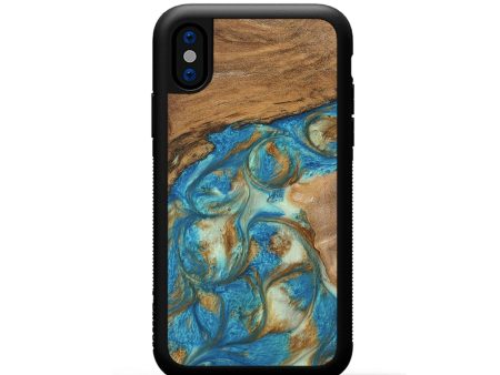 iPhone Xs Wood Phone Case - Milani (Teal & Gold, 747441) Discount