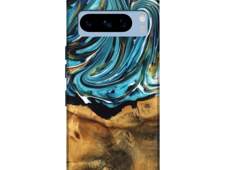 Pixel 8 Pro Wood Live Edge Phone Case - William (Teal & Gold, 747509) on Sale