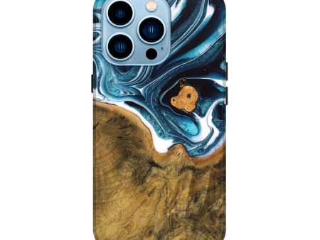 iPhone 14 Pro Wood Live Edge Phone Case - Ben (Blue, 747508) For Sale