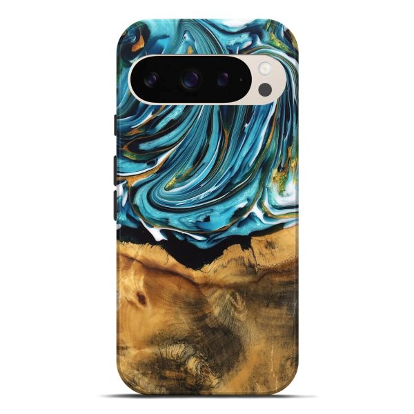 Pixel 9 Pro XL Wood Live Edge Phone Case - William (Teal & Gold, 747509) Supply