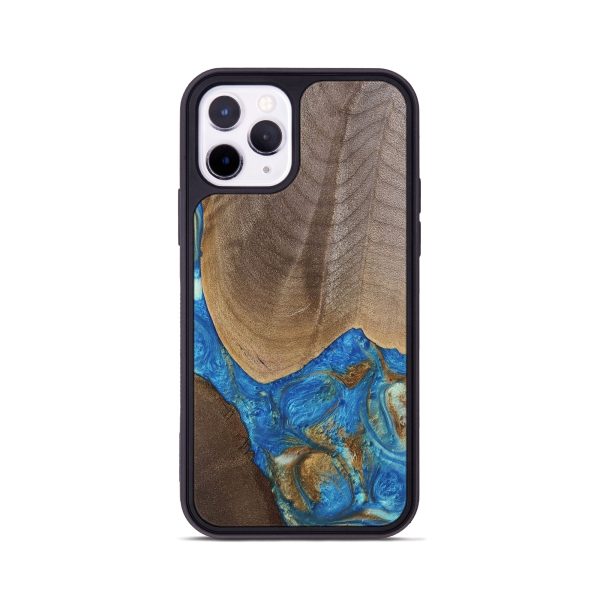 iPhone 11 Pro Wood Phone Case - Eldora (Teal & Gold, 747439) Hot on Sale