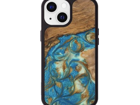 iPhone 13 Wood Phone Case - Milani (Teal & Gold, 747441) Online Hot Sale