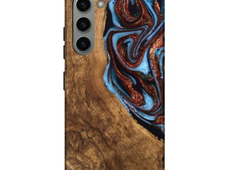 Galaxy S23 Plus Wood Live Edge Phone Case - Kenya (Teal & Gold, 747495) Online Sale