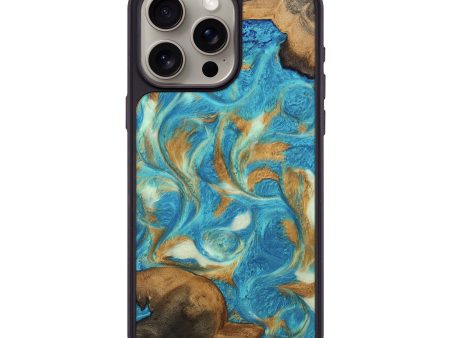 iPhone 15 Pro Max Wood Phone Case - Ava (Teal & Gold, 747427) Hot on Sale